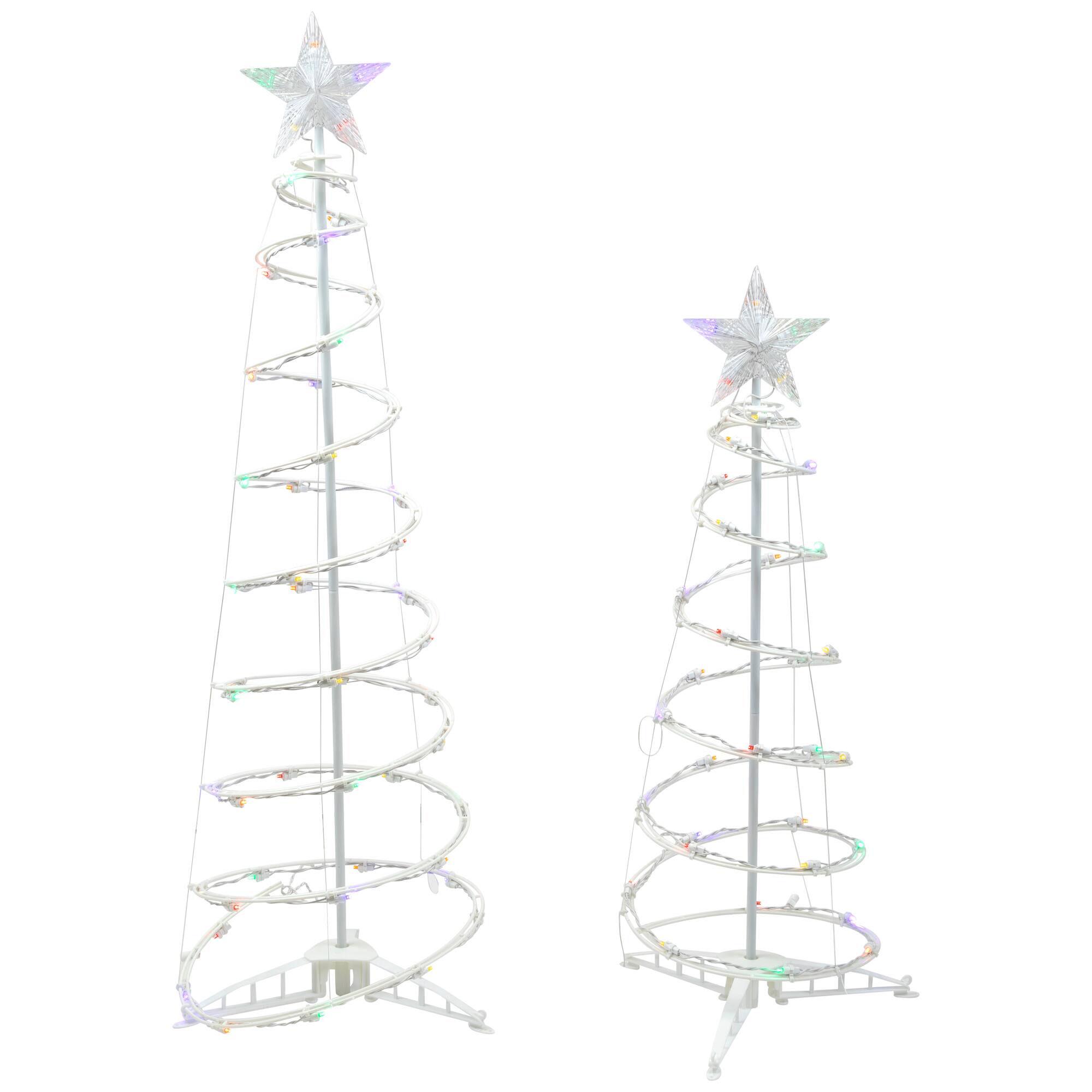 3ft. & 4ft. LED Lighted Spiral Outdoor Christmas Tree Set